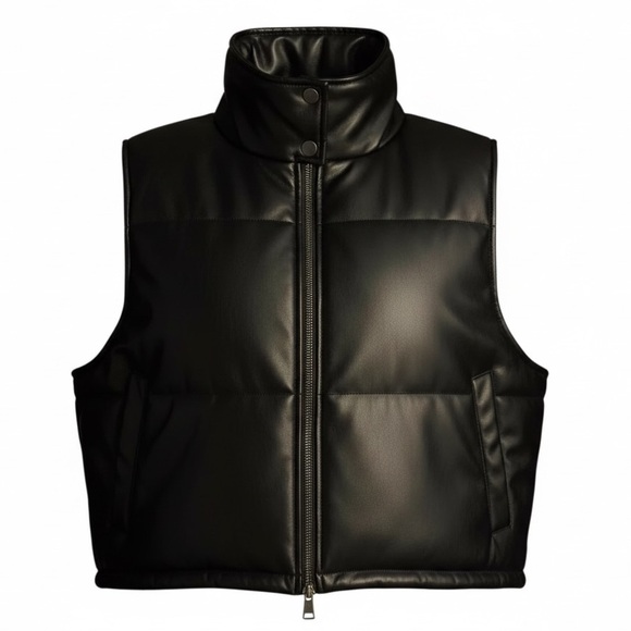 Anthropologie Faux Leather Puffer Vest - Picture 3 of 10